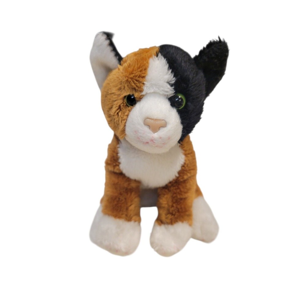 Demdaco Nat & Jules Calico Cat 8" Plush Toy Tan Black White Stuffed Animal Kitty